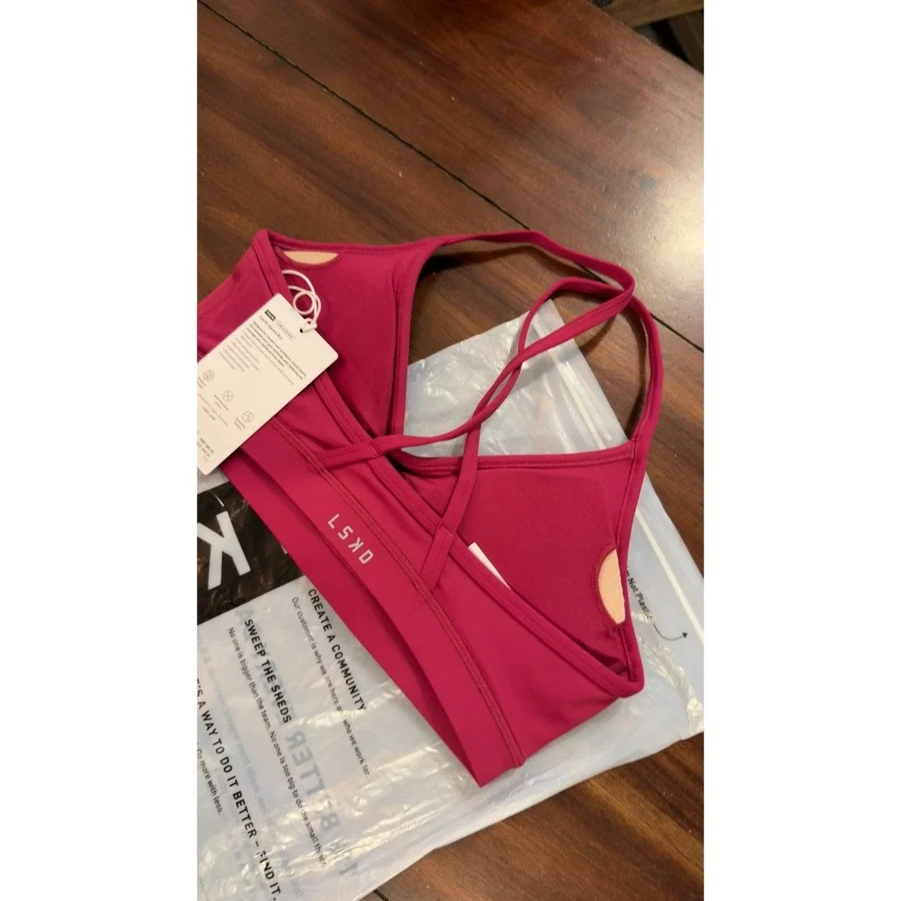 LSKD Clarity Sports Bra Plum Berry Small NWT NEW